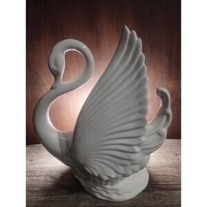 Vintage 1959 Maddux of California Swan Lamp Pot Planter #828 MCM White Works!